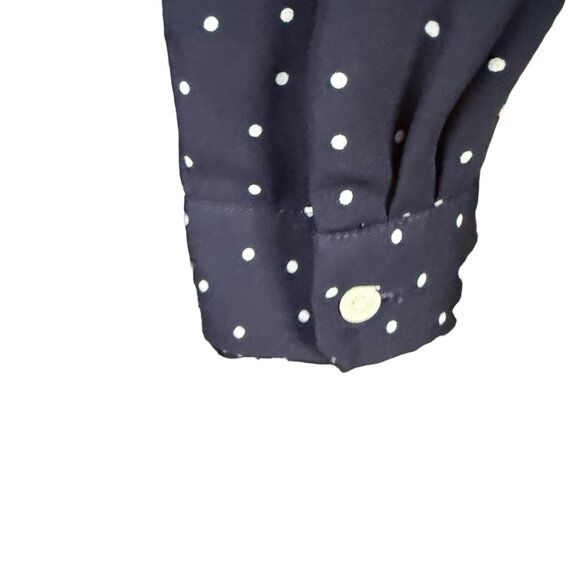 LOFT blue and white polka dot long sleeve button down blouse women's size XS - Picture 9 of 12